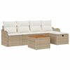 vidaXL Gar&eth;s&oacute;fa sett me&eth; p&uacute;&eth;i 6 pcs Drapplita&eth;ur p&oacute;l&yacute;rattan