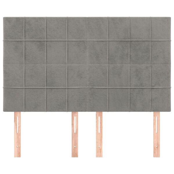 vidaXL H&ouml;fu&eth;gafl lj&oacute;sgr&aacute;r 144x5x118/128 cm flauel