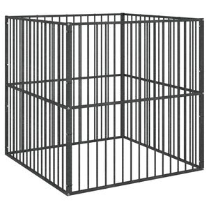 vidaXL Hundaleikgrind 4 &THORN;il Svart Galvanh&uacute;&eth;a&eth; St&aacute;l