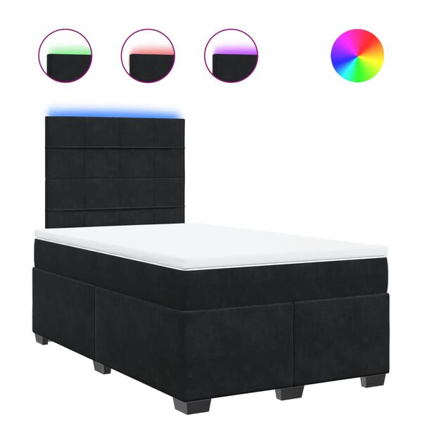 vidaXL H&oacute;lfa&eth; Springr&uacute;m me&eth; D&yacute;nu Svart 120x200 cm Flauel