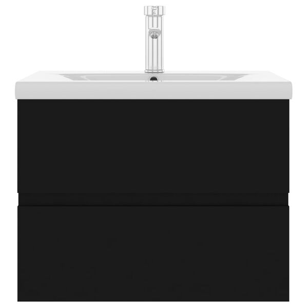 vidaXL Ba&eth;sk&aacute;pur me&eth; Innbygg&eth;um Vaski Svartur Samsettur Vi&eth;ur