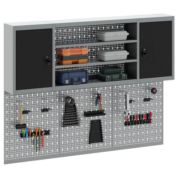 vidaXL Verkf&aelig;rask&aacute;pasett me&eth; hillu 4 pcs Svartur Dufth&uacute;&eth;a&eth; st&aacute;l