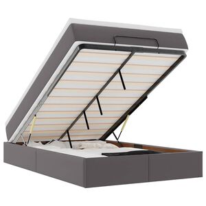 vidaXL Ottoman r&uacute;mgrind me&eth; d&yacute;nu Gr&aacute; 120x200cm gervi le&eth;ur