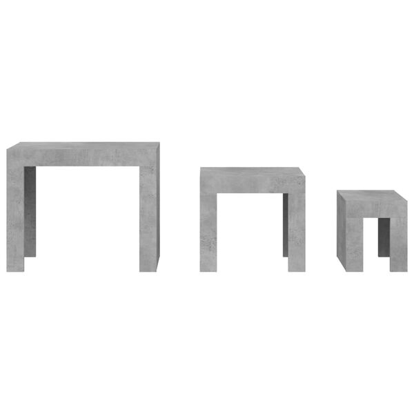 vidaXL Innskotsborð 3 stk. Steypugrátt Samsettur Viður