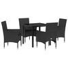 vidaXL Gar&eth;ur bor&eth;sett me&eth; p&uacute;&eth;i 5 pcs Svartur p&oacute;l&yacute;rattan
