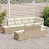 vidaXL Gar&eth;s&oacute;fa sett me&eth; p&uacute;&eth;i 7 pcs Beige og krem p&oacute;l&yacute;rattan