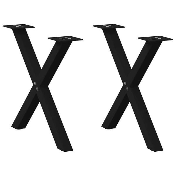 vidaXL s&oacute;fabor&eth;sf&aelig;tur X-laga 2 stk svart 50x(42-43) cm st&aacute;l