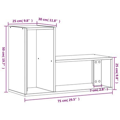 vidaXL Sjónvarpsskápar 2 stk. Eikarlitur 75x30x50 cm Samsettur viður