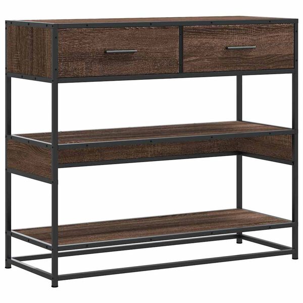 vidaXL Console Borð Brún Eik 90x35x80 cm Engineered Wood