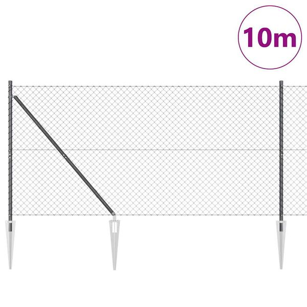 vidaXL Gir&eth;ingarp&oacute;stur Gr&aacute;r 10 x 1,4 m (40 x 40 mm net) St&aacute;l og PVC