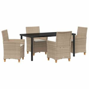 vidaXL Gar&eth;ur bor&eth;sett 5 pcs Drapplita&eth;ur p&oacute;l&yacute;rattan