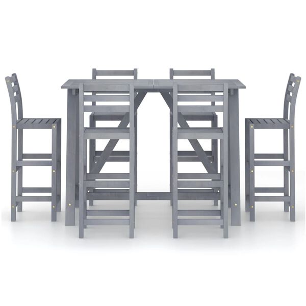 vidaXL &Uacute;tibarsett 7 Hluta Gr&aacute;r Gegnheill Akas&iacute;uvi&eth;ur