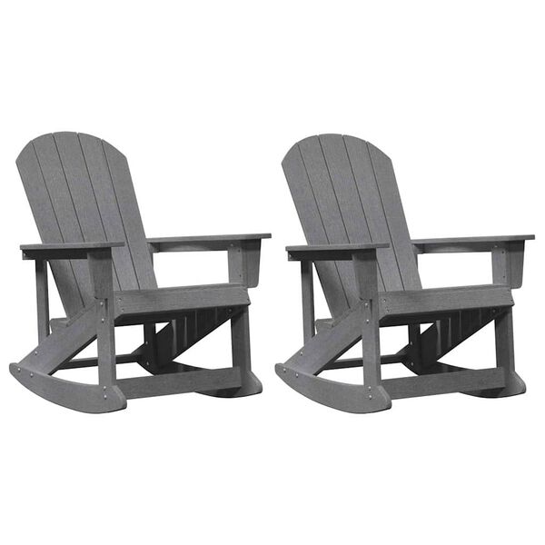 vidaXL Adirondack Rokkstólar 2 pcs Ljósgrátt HDPE