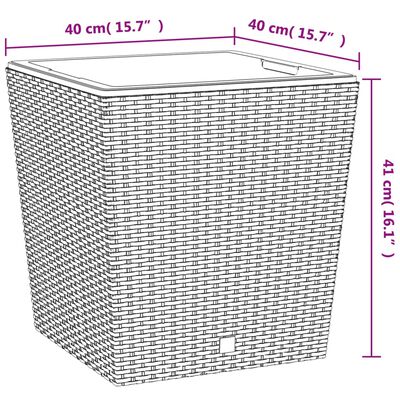 vidaXL Gróðurker með Lausum Innri Potti Reykgrátt 37/64 L PP Rattan