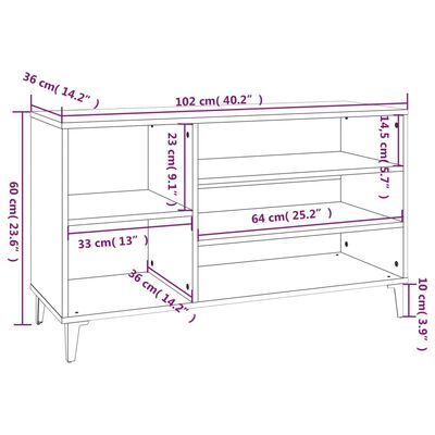 vidaXL Skóskápur Brúnn Eikarlitur 102x36x60 cm Samsettur Viður