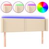 vidaXL LED h&ouml;fu&eth;gafl krem 147x16x78/88 cm Efni