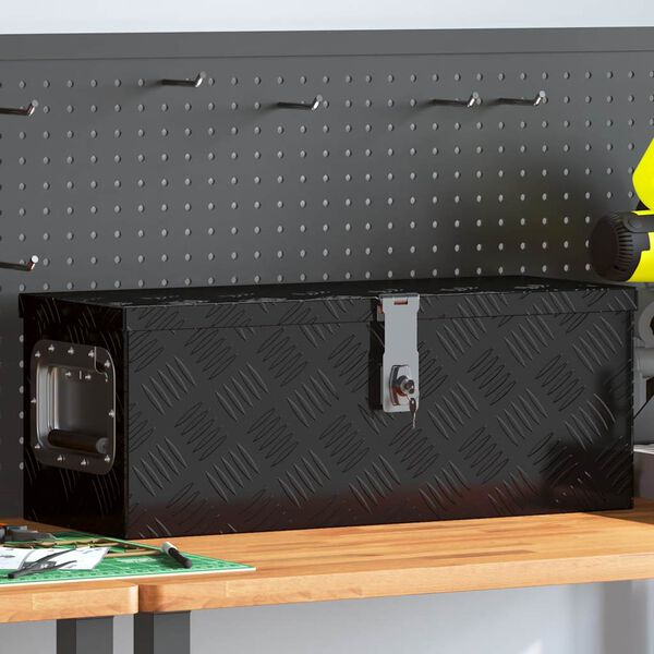 vidaXL Geymslubox Svart 60x23,5x23 cm Ál