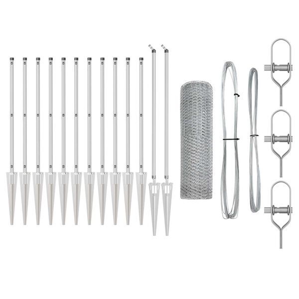 vidaXL Gir&eth;ingarp&oacute;stur Silfur 25 x 0,6 m (25 mm net) St&aacute;l