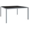 vidaXL Gar&eth;bor&eth; 130x130x72 cm Gr&aacute;tt St&aacute;l og Gler