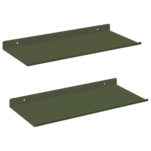 vidaXL Flj&oacute;tandi skrifbor&eth; 2 pcs Ol&iacute;fugr&aelig;nn 40 x 18 x 2,5 cm St&aacute;l