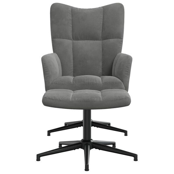 vidaXL Sl&ouml;kunarst&oacute;ll me&eth; F&oacute;tskemli D&ouml;kkgr&aacute;r Flauel