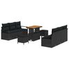 vidaXL Gar&eth;s&oacute;fa sett me&eth; p&uacute;&eth;i 9 pcs Svartur p&oacute;l&yacute;rattan
