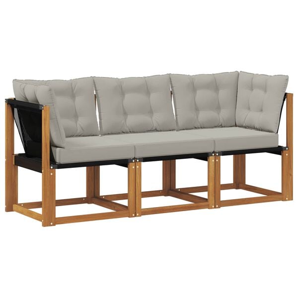 vidaXL &Uacute;tistrokkur mi&eth;- og hornsofa me&eth; p&uacute;&eth;i 3 Stykki N&aacute;tt&uacute;rulegur