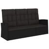 vidaXL Liggjandi Garðbekkur með Púðum Svartur 173 cm Pólýrattan
