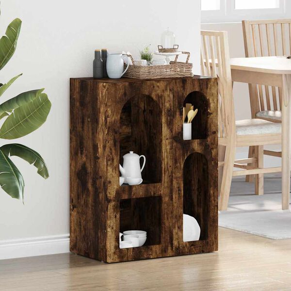 vidaXL Vi&eth;beinteyfla Rau&eth;-eik 59 x 35 x 80.5 cm Samsettur vi&eth;ur