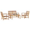 vidaXL Gar&eth;s&oacute;fa sett 4 pcs N&aacute;tt&uacute;rulegur Solid teak vi&eth;ur