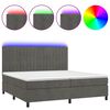 vidaXL H&oacute;lfa&eth; Springr&uacute;m me&eth; D&yacute;nu&LED D&ouml;kkgr&aacute;tt 200x200 cm Flauel