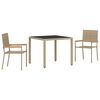 vidaXL Gar&eth;ur bor&eth;sett 3 pcs Drapplita&eth;ur p&oacute;l&yacute;rattan