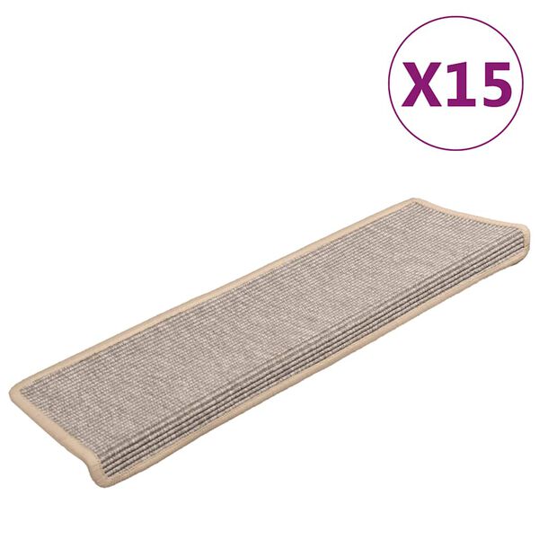 vidaXL Stigamottur 15 stk 65x21x4 cm silfurlita&eth;ar r&eacute;tthyrndar br&uacute;nir