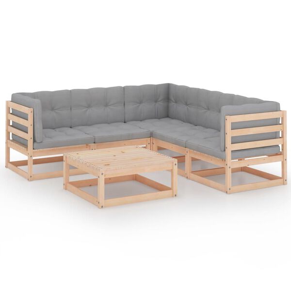 vidaXL 6 Hluta Gar&eth;sett me&eth; Sessum Gegnheil Fura