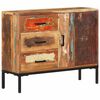 vidaXL Skenkur 88x30x73 cm Gegnheill Endurn&yacute;ttur Vi&eth;ur