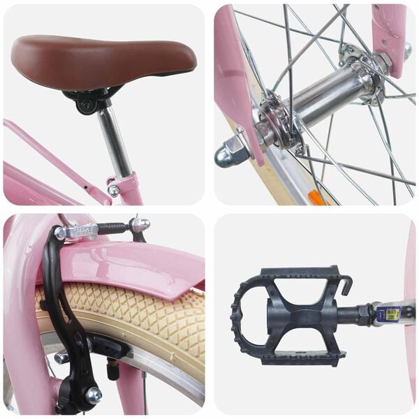 vidaXL Barnahj&oacute;l 24 Tommur fyrir 8-12 &aacute;ra L&eacute;tt bleikur