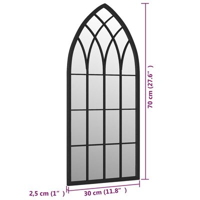 vidaXL spegill Svartur 70x30 cm Járn til notkunar innanhúss