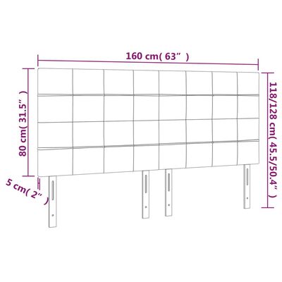 vidaXL Höfðagaflar 4 stk. 80x5x78/88 cm Svart Flauel