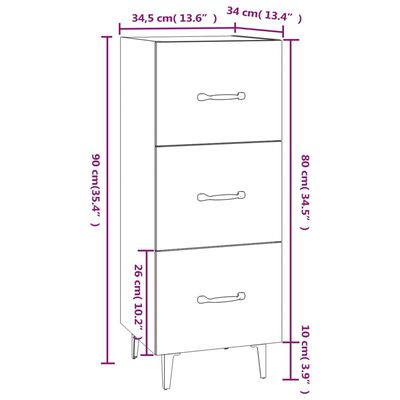 vidaXL Skenkur Steypugrár 34,5x34x90 cm Samsettur Viður