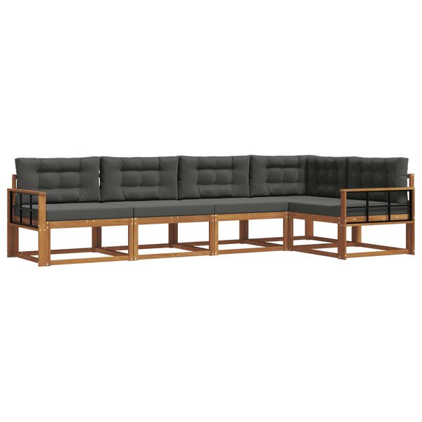 vidaXL &Uacute;ti s&oacute;fasett me&eth; p&uacute;&eth;i 5 pcs N&aacute;tt&uacute;rulegt og Antrac&iacute;t