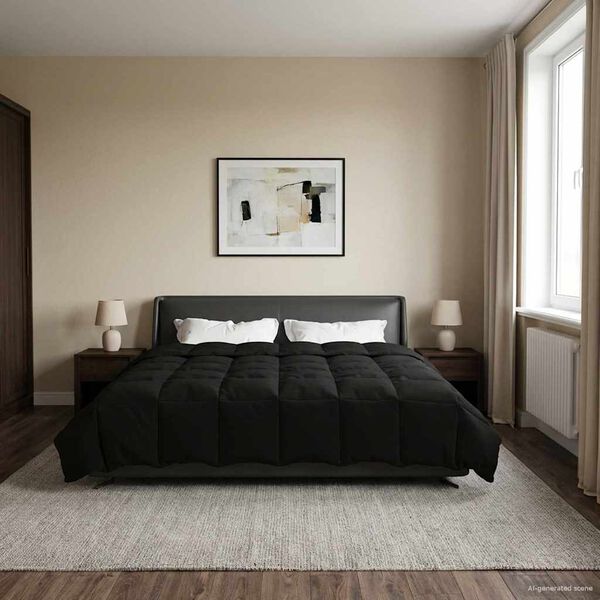 vidaXL Full &aacute;rs d&yacute;na S&iacute;&eth;la&eth; Svartur 200 x 240 cm M&iacute;kr&oacute;f&iacute;ber