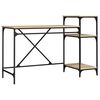 vidaXL Skrifbor&eth; Hillum Sonoma Eik 135x50x90cm Samsettur Vi&eth;ur og J&aacute;rn
