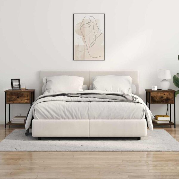 vidaXL Noat&ouml;flu sk&aacute;pur 2 pcs Rau&eth;-eik 42 x 41 x 56 cm Samsettur vi&eth;ur