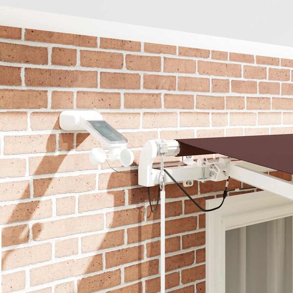 vidaXL sj&aacute;lfvirkt &uacute;tdraganlegt skyggni me&eth; LED br&uacute;nt 300x250 cm