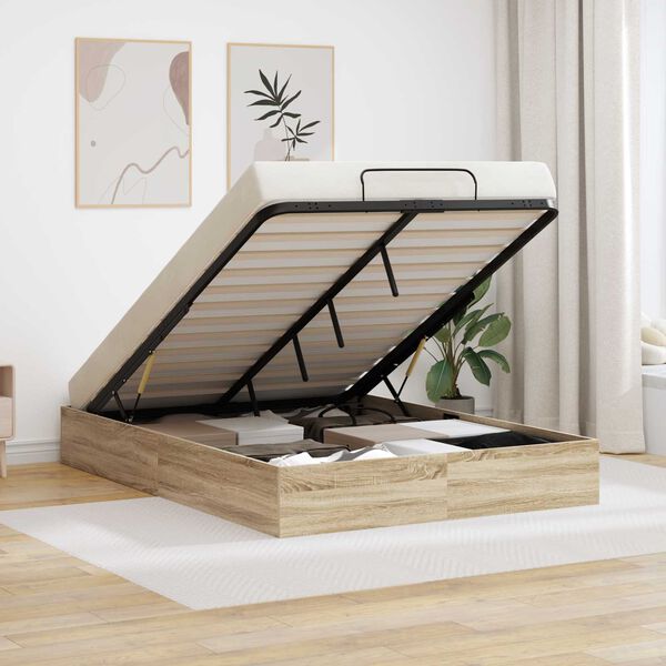 vidaXL Ott&oacute;man s&aelig;ngurrammi Sonoma Eik 193 x 140 x 25 cm Verkefnavi&eth;ur