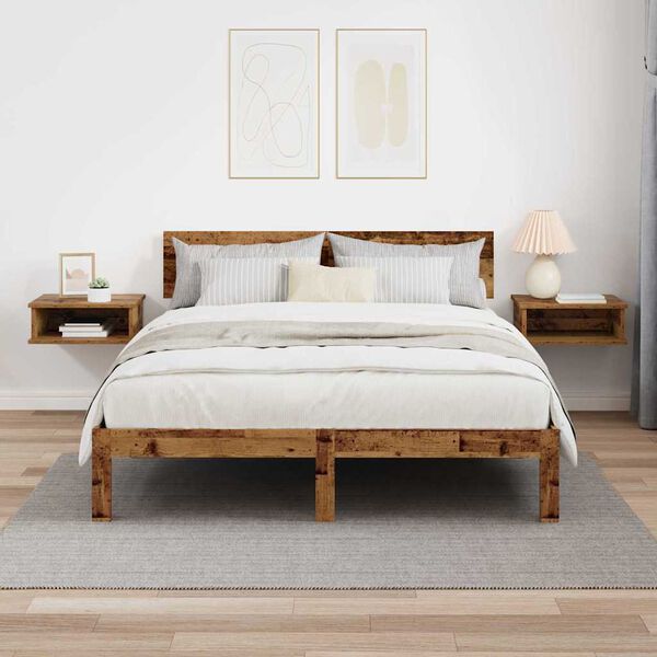 vidaXL N&aacute;ttbor&eth; 2 pcs Gamalt timbur 40 x 31 x 15 cm Samsettur vi&eth;ur