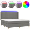vidaXL H&oacute;lfa&eth; Springr&uacute;m me&eth; D&yacute;nu&LED D&ouml;kkgr&aacute;tt 180x200cm Tauefni