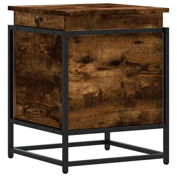 vidaXL Geymslukassi með Loki Reykt Eik 40x40x51,5 cm Samsettur Viður