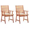 vidaXL Garðborðstofustólar 2 stk með Púðum Gegnheill Akasíuviður