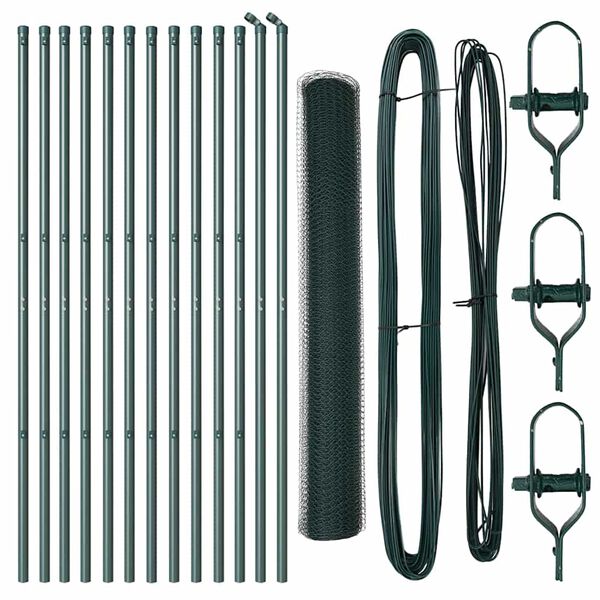 vidaXL Girðingarpóstur Grænn 25 x 1 m (25 mm net) Stál